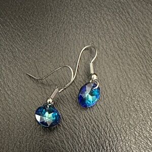 Elegant Blue Crystal Drop Earrings